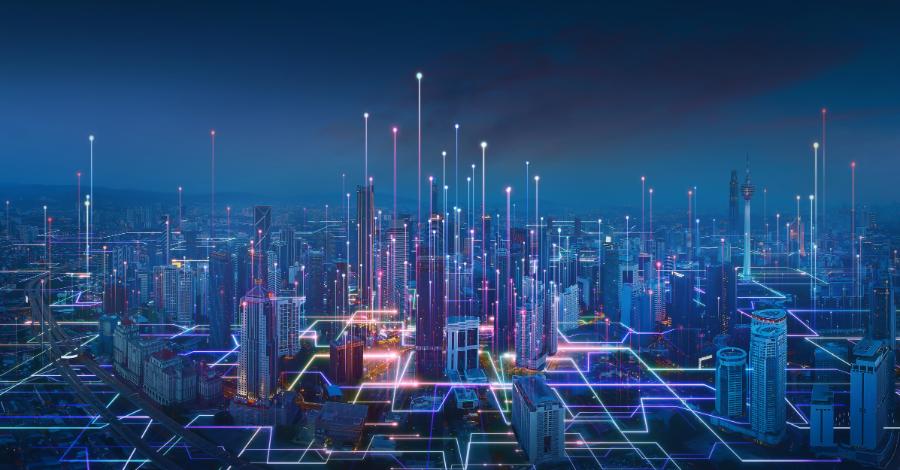 graphics of a cyber city