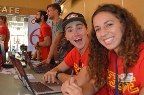 Students volunteering during Treat-or-Treat at Florida Tech